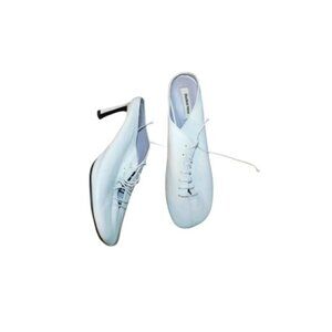 Reike Nen Size 39 / 8.5 US White Leather Lace Up Designer Mule Heels NWT $204
